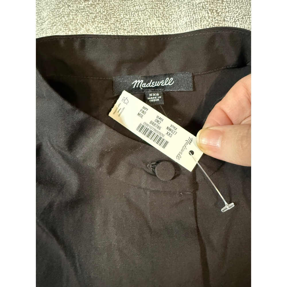 NWT Madewell Size XXS Brown Puff-Sleeve‎ Button-Up Shirt Long Sleeve 100% Cotton - Picture 4 of 9
